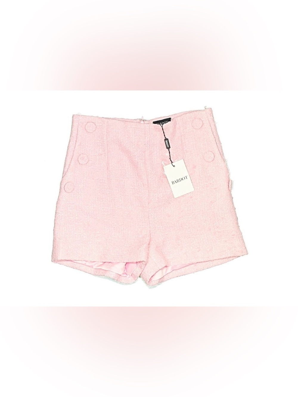 Bardot Pastel Pink Tweed High-Waist Shorts